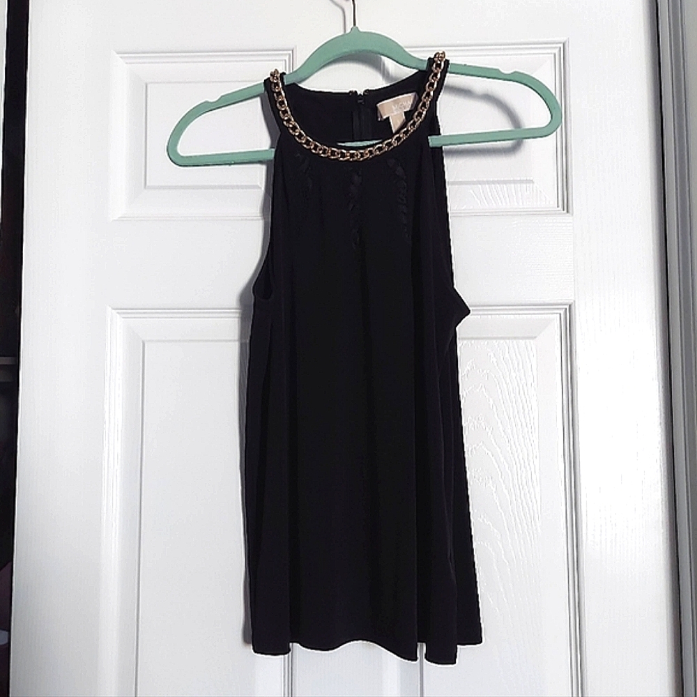 Michael Kors black gold chain top